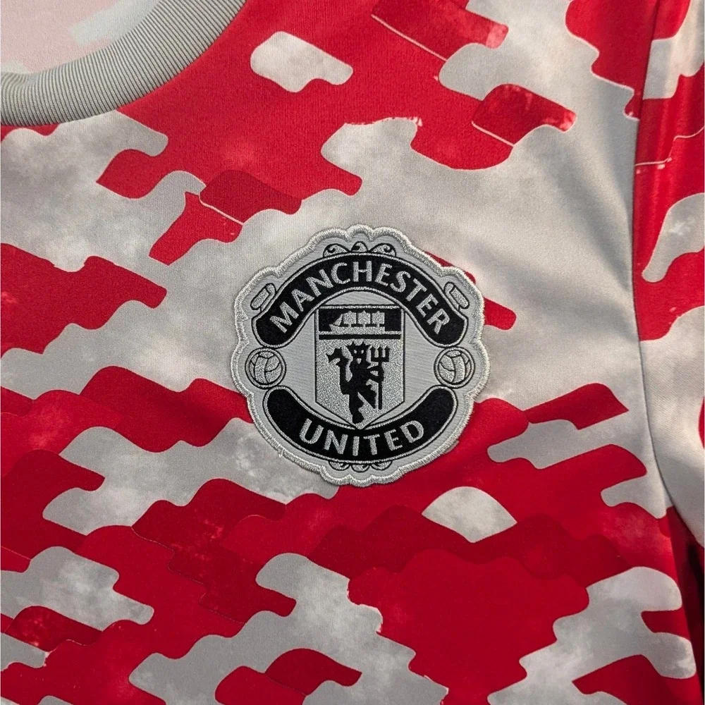 Adidas Manchester United Pre-Match Training Jersey Red White Camo Mens Medium